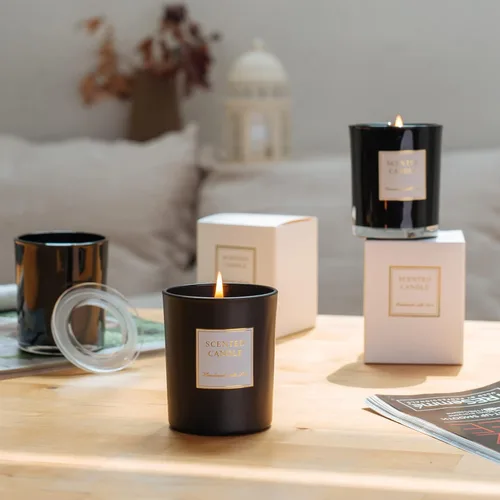 Miniatura 4 de CandMak Tarros para velas, paquete de 20 recipientes de vidrio vacíos de 6 onzas, tarros a granel con tapas negras para hacer velas (negro mate)