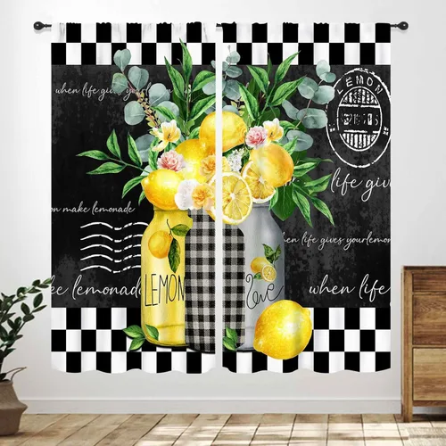 Miniatura 25 de Cortinas Rústicas de Cocina, Tenedor Cuchara Retro Tablón de Madera Granja País Tema de Cocina Citas Divertidas Tratamiento de Ventana