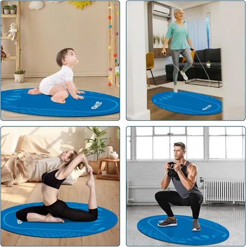 Miniatura 6 de Tapete para Saltar la Cuerda para Exteriores e Interiores, Oval de 52'' x 36'' Tapete de Ejercicio Fitness Antideslizante, Absorción de Impactos