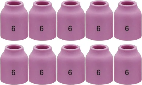 Miniatura 13 de 10 unids TIG lente gas alúmina boquilla cerámica taza 53n58 53n59 53n60 53n61 53n61s #4 #5 #6 # 7 #8 para la antorcha de soldadura TIG 9 20 25