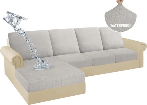 Miniatura 61 de HDCAXKJ Fundas de Cojines para Sofá Seccional 100% Impermeables, 3 Piezas, Forma de L, Funda Seccional Elástica para Chaise, Juego de Fundas