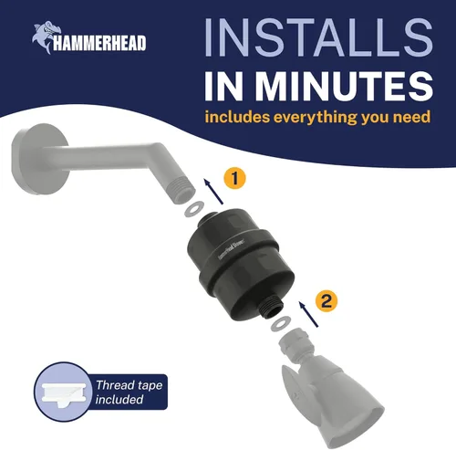 Miniatura 7 de HammerHead Showers® Cabezal de Filtro de Ducha de Metal Sólido – Filtro de Ducha KDF 55, Filtros de Ducha Universales de Alta Presión para Eliminar