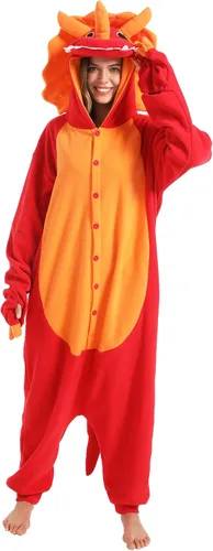 Miniatura 2 de dressfan Disfraz de dragón de Triceratops de animal, disfraz de dinosaurio, Navidad, Halloween, cosplay, pijama, unisex, para adultos y adolescentes