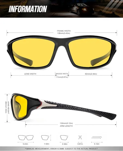 Miniatura 5 de KALIYADI 4 Pack Polarized Sunglasses-Men Sports Sun-glasses: Mens Sunglasses UV Protection for Fishing Driving Cycling A15-visión nocturna/visión