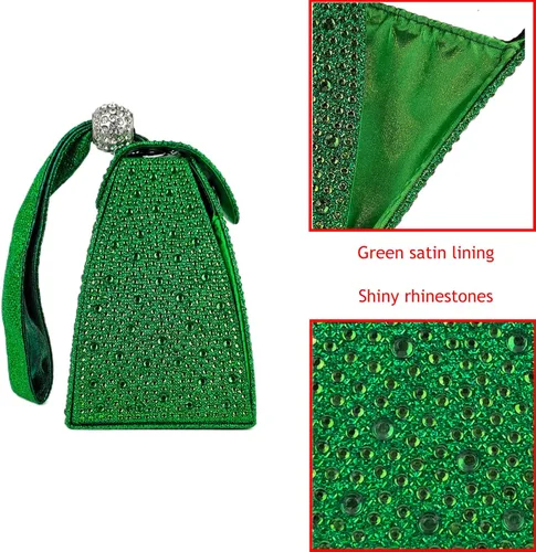 Miniatura 2 de Bolso de noche único con diamantes de imitación para mujer, bolso de mano triangular