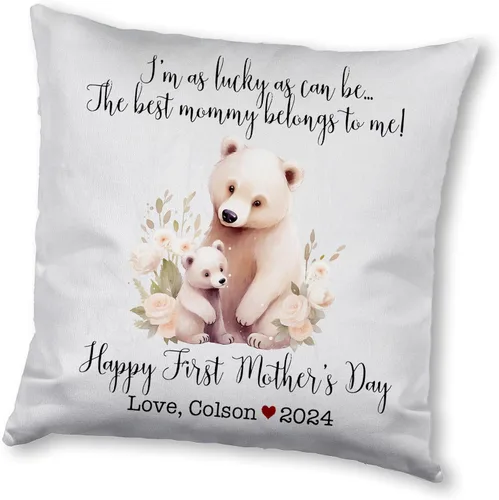 Miniatura 14 de Mother's Day Bear, First Mother's Day Custom Pillowcase, Personalized Mother's Day Pillowcase, Gift for Mom, Home Decor