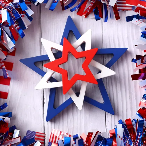 Miniatura 5 de Blulu 3 piezas de decoración patriótica del 4 de julio, letreros de madera de estrella de Estados Unidos, color rojo, blanco y azul, estrella