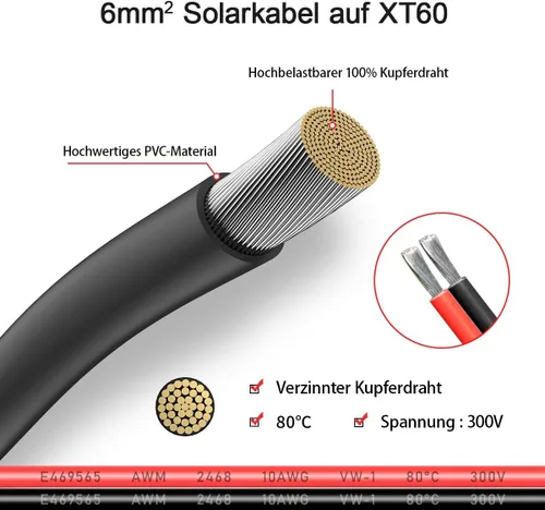 Miniatura 4 de ELFCULB Cable solar XT60 de 10 AWG, 10 pies, 2, 10, 25, 35, 50, 75, 100 pies, cable de extensión XT60, conector de panel solar a conector XT60