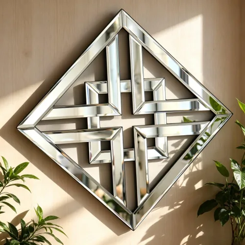 Miniatura 2 de QMDECOR - Espejo cuadrado decorativo para pared con bordes biselados, 12x12 pulgadas, estilo moderno Plata X