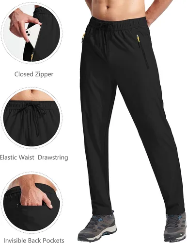 Miniatura 3 de Hebepol Pantalones de senderismo ligeros para hombre, de secado rápido, pantalones deportivos de pesca, correr, entrenamiento, 3 bolsillos