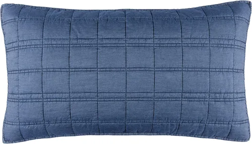 Miniatura 3 de Pine Cone Hill Atlas - Funda de almohada acolchada de mezclilla, tamaño estándar, patrón sólido azul