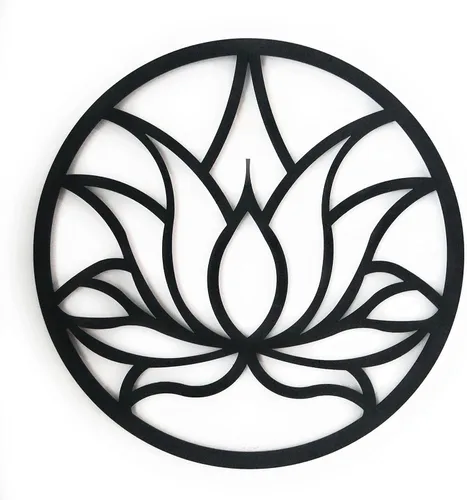 dogalmasacom Arte de pared de metal de flor de loto, decoración de pared redonda de mandala de metal, arte de pared colgante para yoga, zen y