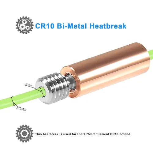 Miniatura 4 de 5 piezas CR10 bimetálico Heatbreak, actualización suave todo metal bimetálico cobre titanio Heatbreak garganta alta temperatura para Creality 3D