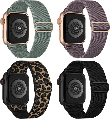 Miniatura 35 de Paquete de 4 correas elásticas Solo Loop compatibles con Apple Watch de 1.496 pulgadas, 1.575 pulgadas, 1.614 pulgadas, 1.654 pulgadas, 1.732