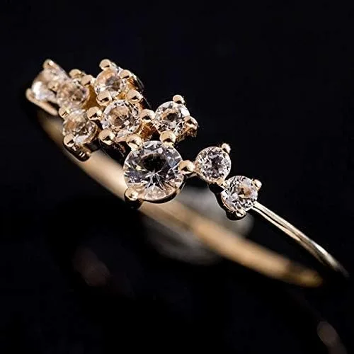Miniatura 5 de Taoqiao - Anillos simples chapados en oro de 18 quilates para niñas, adolescentes, con piedras blancas, anillo de eternidad, anillo de boda, chapado