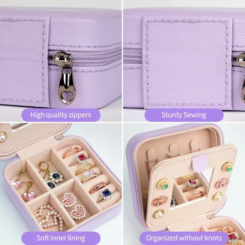 Miniatura 6 de AYGXU Regalos de Navidad para mujeres, joyero pequeño para niñas, joyero, pequeña caja organizadora de joyas, collar y aretes, organizador