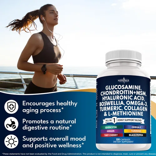 Miniatura 3 de Condroitina de glucosamina, MSM, curcumina de cúrcuma, colágeno, ácido hialurónico, Omega 3 - Suplemento de salud para hombres y mujeres - 240