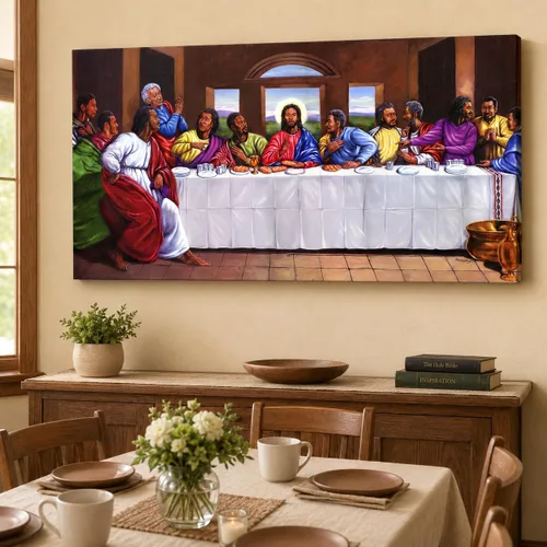 Miniatura 42 de TIMUBA Arte de pared de pesebre navideño, impresiones en lienzo de belén, imagen de póster cristiano de Jesús de noche estrellada, pintura