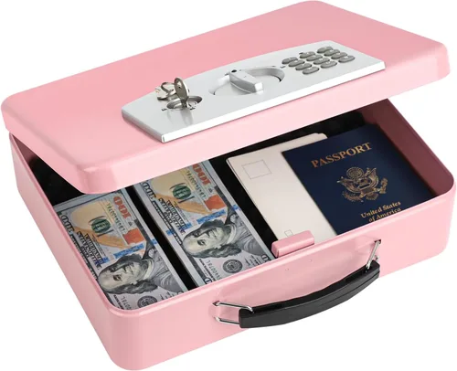 Miniatura 11 de KYODOLED Caja de seguridad con cerradura de teclado digital, caja de seguridad con código para artículos personales, caja de seguridad de metal