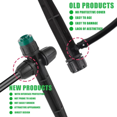 Miniatura 3 de Pulverizadores de emisores de riego por goteo para tubos de 1/4 pulgadas, rociador de flujo de agua ajustable de 360 grados en estaca de flecha