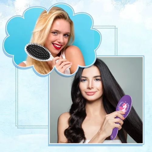 Miniatura 6 de Paquete de 4 cepillos desenredantes para el cabello, peine de masaje antiestático, cepillo de pelo para mujeres y niñas, rizado, lacio, largo o corto