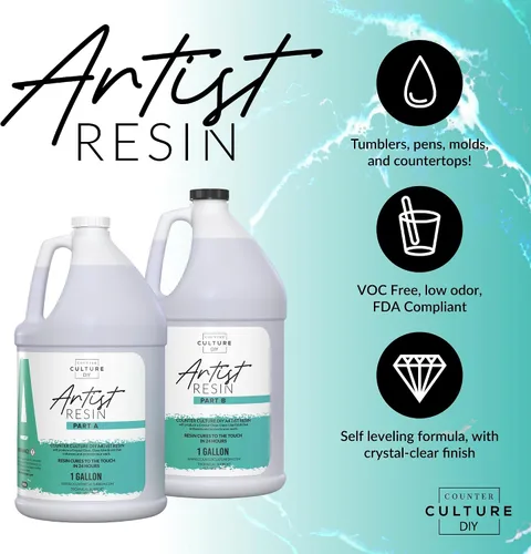 Miniatura 2 de Counter Culture DIY Clear Artist Resina, kit de 32 onzas, suministros de epoxi artísticos para manchas metálicas, acrílico, 100% sólidos, fácil