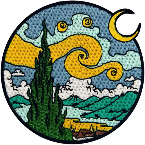 Miniatura 4 de Parche bordado de cielo estrellado con apliques para coser en emblema, azul