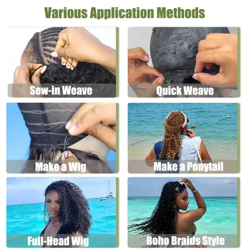 Miniatura 6 de Extensiones de cabello rizado afro rizado, sintético, tejido rápido, extensiones de cabello de fibra de alta temperatura para mujeres, color negro