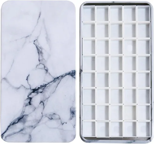 Miniatura 18 de Estuche de lata de paleta de acuarela con 40 piezas de sartenes vacías de plástico blanco con cuadrados magnéticos para transportar - Paleta