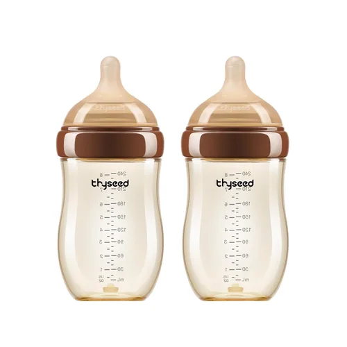 Miniatura 13 de Thyseed Biberones naturales anti-cólicos de PPSU para bebés Botella de lactancia tipo seno para bebés amamantados con pezón (2-3 meses), 5 oz, 1