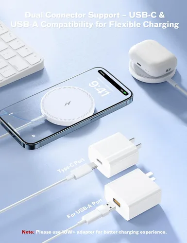 Miniatura 5 de Cargador MagSafe magnético inalámbrico para iPhone compatible con iPhone 17 Pro Max Air 16 15 14 Pro Max Plus 13 12 Pro Max y AirPods 4 3 2 Pro