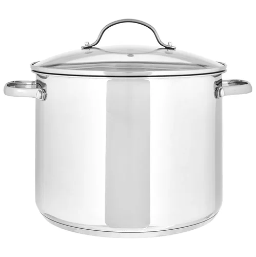 Miniatura 2 de Amazon Basics Olla de acero inoxidable con tapa, 8 cuartos de galón, calefacción uniforme, fácil de limpiar, color plateado