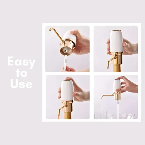 Miniatura 5 de Sip & Shimmer Aireador de vino eléctrico, aireador moderno, dispensador de vino eléctrico, vertedor de vino negro y dorado, bomba de vino