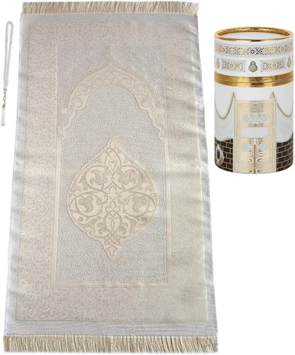 Miniatura 12 de ihvan online Alfombra de oración musulmana y cuentas de oración con caja de regalo cilíndrica de diseño elegante, Janamaz, suave sajadah, juego