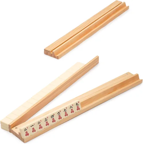 Miniatura 3 de Juegos de Mahjong Americano de Yellow Mountain Imports - Clásico de Lujo con Estuche de Madera, Estantes de Empuje de Madera, Indicador de Viento