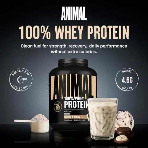 Miniatura 2 de Animal 100% Proteína de suero de leche en polvo – Mezcla de suero para antes del entrenamiento o después del entrenamiento, recuperación, reemplazo