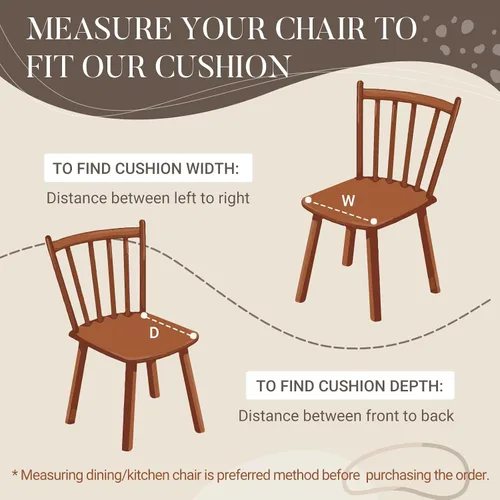 Miniatura 7 de Basic Beyond Cojines para sillas de comedor, 4 unidades, cojines para sillas de cocina en forma de D con lazos, juego de 4, cojines de asiento