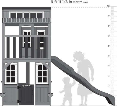 Miniatura 11 de KidKraft Cliffbrook - Casa de juegos de madera para exteriores de dos pisos con tobogán