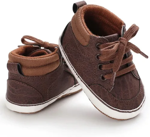 Miniatura 4 de Sekantrol Zapatos de cuna para recién nacidos, zapatos de bebé para niños y niñas, suela de goma suave, zapatos de moda de caña alta antideslizantes