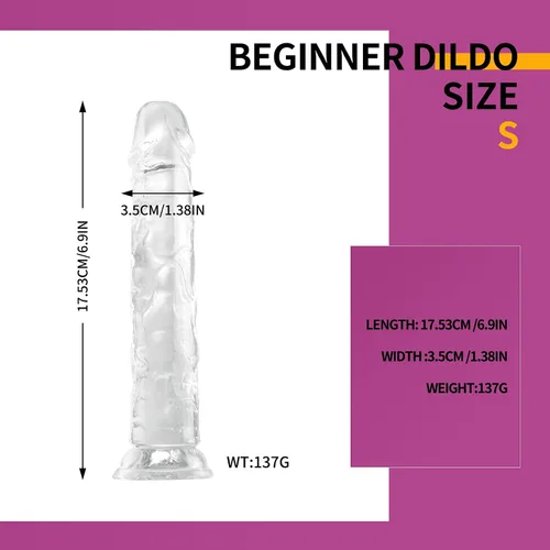 Miniatura 2 de Consolador realista, consolador transparente de 7 pulgadas con base de ventosa fuerte, juguete sexual para adultos para mujeres