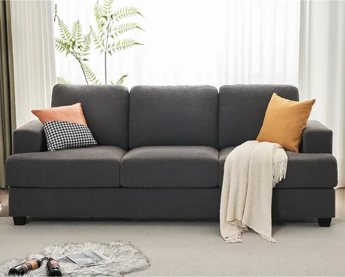 Miniatura 6 de VanAcc - Sofá de 89 pulgadas, sofá de 3 plazas con asientos extra profundos, sofá moderno y cómodo para sala de estar, apartamento, salón, gris