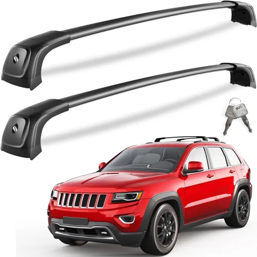 KINGGERI Barras transversales de techo con cerradura de 330 libras, aptas para Jeep Grand Cherokee 2011-2021 con rieles laterales ranurados (no para