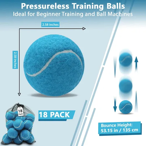 Miniatura 2 de Pelotas de tenis, paquete de 18 pelotas de entrenamiento con bolsa de malla para un fácil transporte, pelotas de práctica para perros y mascotas