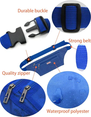 Miniatura 26 de Bolsa de cintura ultrafino con ranuras c/visualización para tarjeta de crédito, para deportes, aire libre, correr, caminar, viajes.