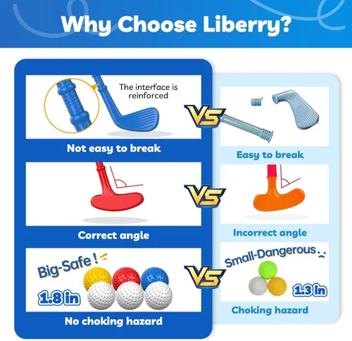 Miniatura 2 de Liberry Juego de Golf para Niños Pequeños de 2, 3 y 4 años Niños Niñas, Juego Mejorado de Palos de Golf para Niños con Carrito, Tapete de Putting