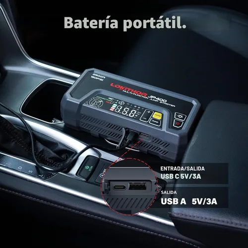 Miniatura 6 de LOKITHOR Arrancador JP400 con compresor de aire, 2500 A 12 V batería de coche arrancador portátil (8.5 L de gas/6.5L diésel) con tecnología
