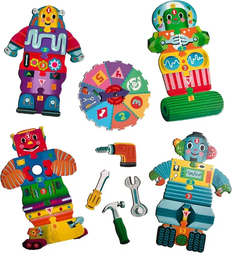 Miniatura 3 de eeBoo Juego de Ruleta Construye un Robot, Combina Números Simples con Diversión, 3 Años en Adelante.