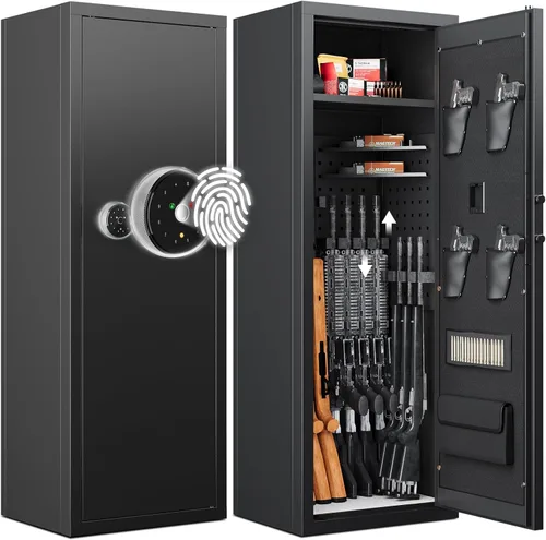 KAER Caja fuerte para 12-15 armas, cajas fuertes biométricas para armas, caja fuerte para rifles, caja fuerte para armas para rifles y pistolas,