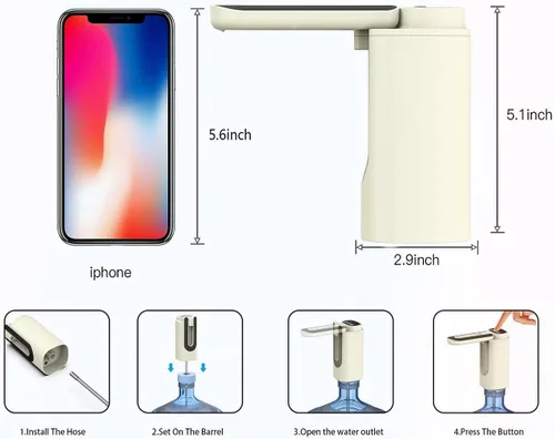 Miniatura 5 de Dispensador de agua para botellas de 5 galones, bomba de agua potable de 5 galones, dispensador de agua eléctrico de 5 galones con carga USB, fácil