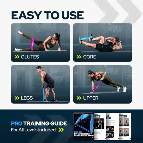 Miniatura 3 de Fabric Mini Resistance Bands Sets for Trainers, Bootcamp, Gym for Men and Women in Fun Colors - Ebook, Videos and Workout Chart Included by Iron